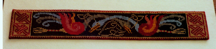 Celtic birds: loomwork.  2000.