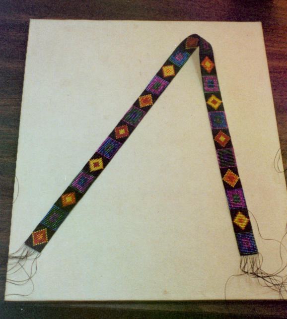 Hat band, loomwork.  Design by Mary Timme.  2001.